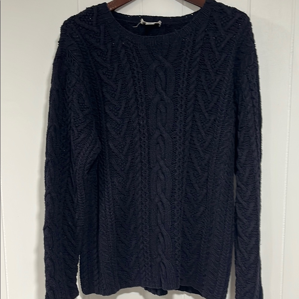 Talbots Blue Cable‎ Knit Hoodie